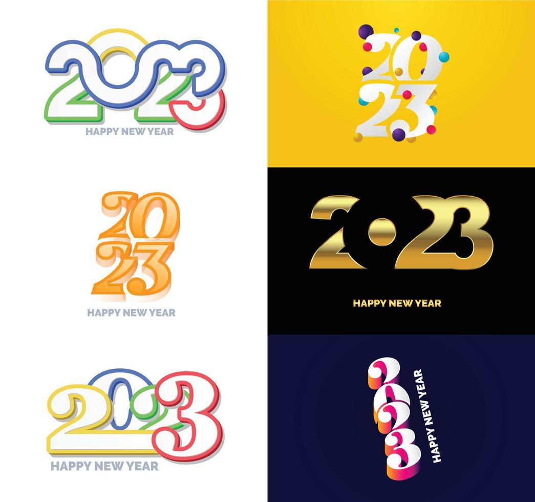 Big Collection of 2023 Happy New Year symbols Cover of business diary for 2023 with wishes vector