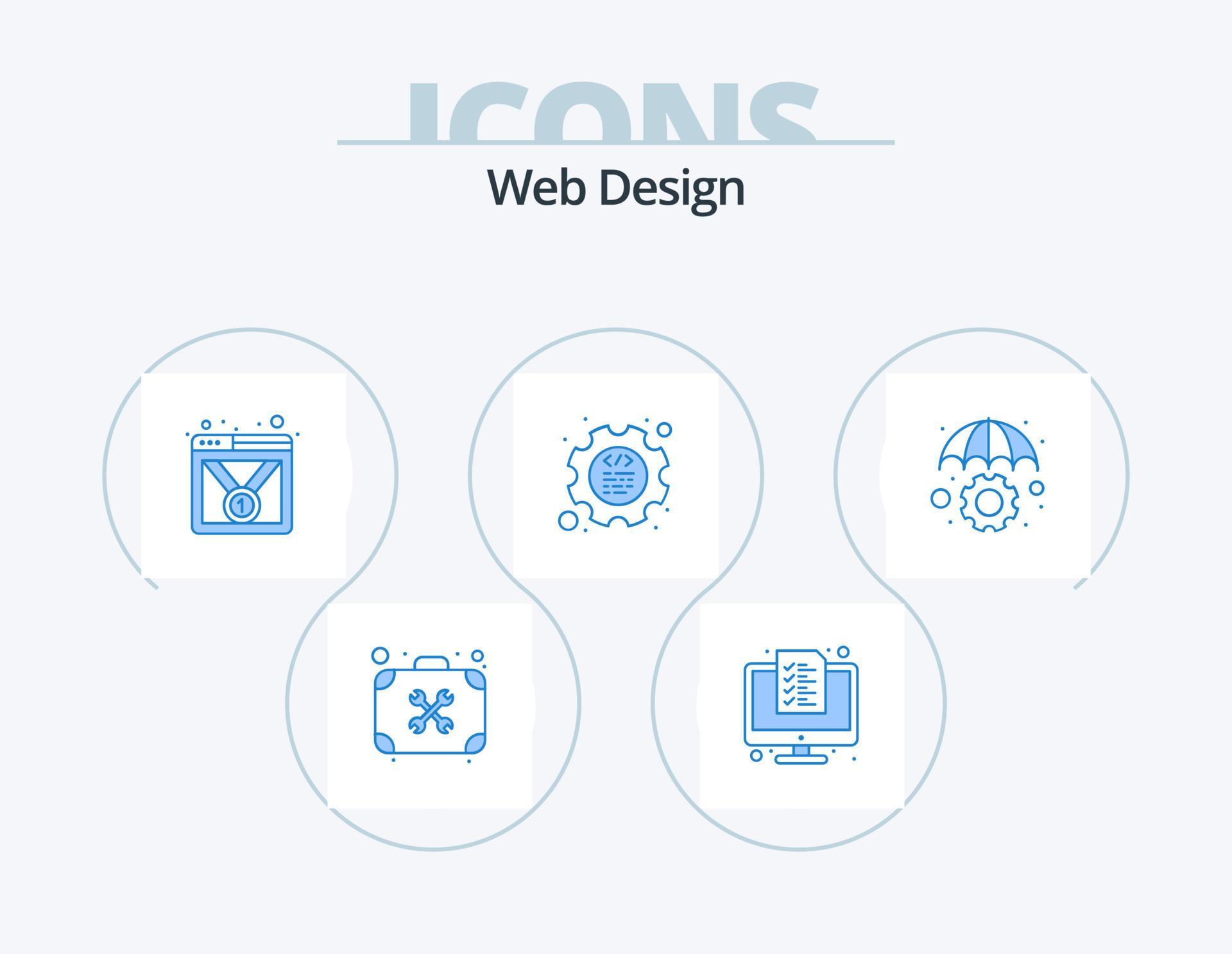 Web Design Blue Icon Pack 5 Icon Design. programming. cog. list. coding ...