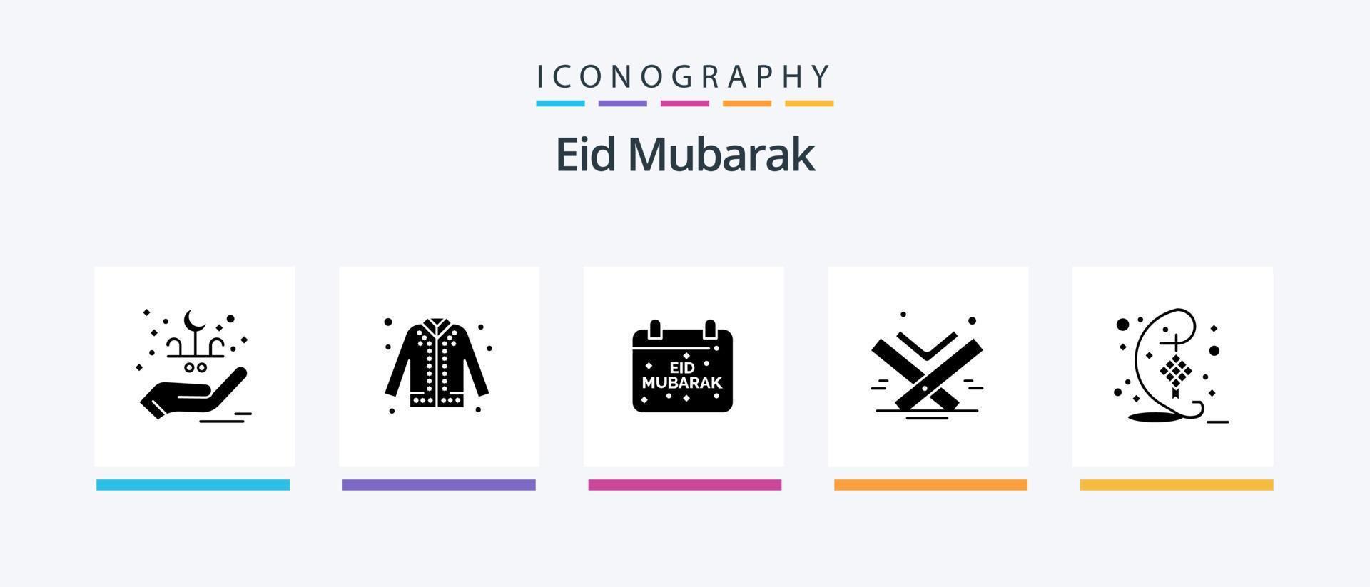 Eid Mubarak Glyph 5 Icon Pack Including islam. holy. eid. quran. celebration. Creative Icons Design vector