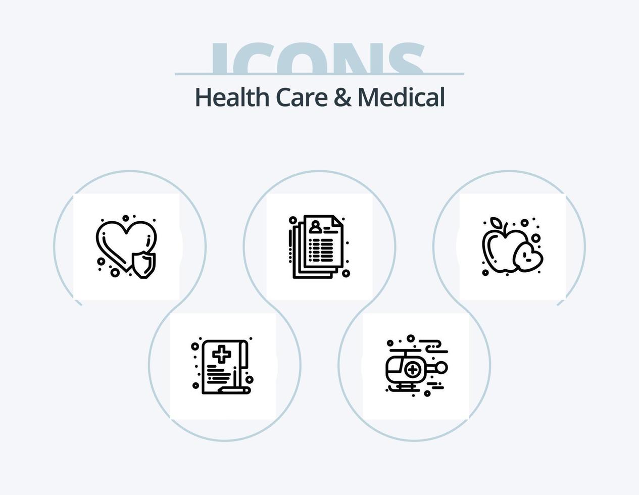 cuidado de la salud y línea médica icon pack 5 icon design. . médico. helicóptero. salud. en línea vector