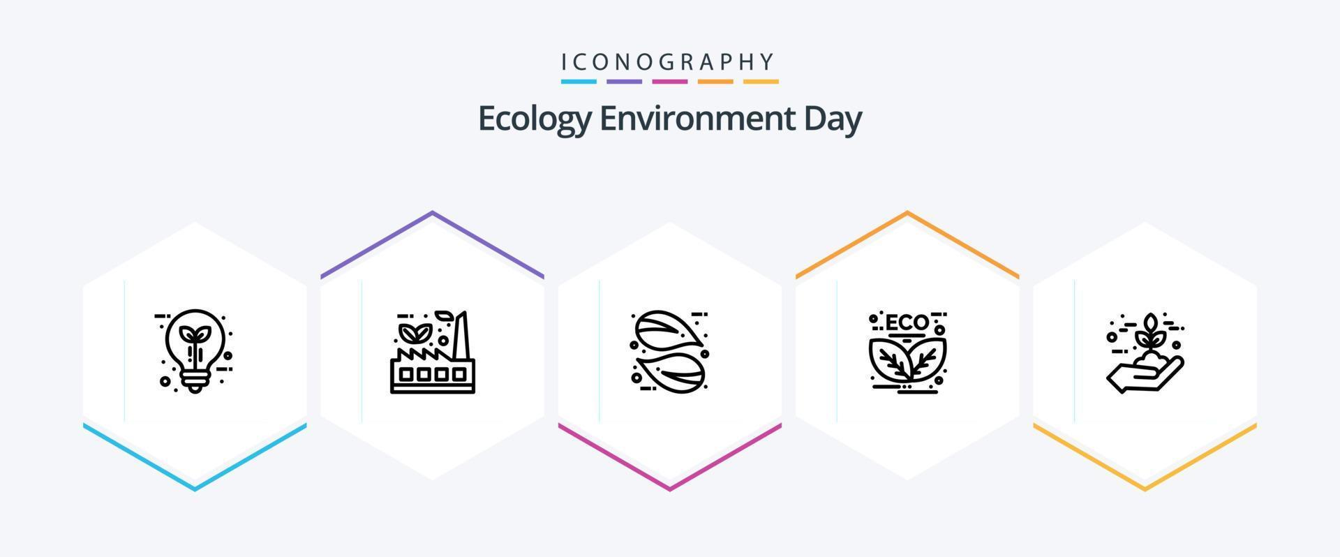 paquete de iconos de 25 líneas de ecología, incluido el verde. energía. fábrica. hoja. naturaleza vector