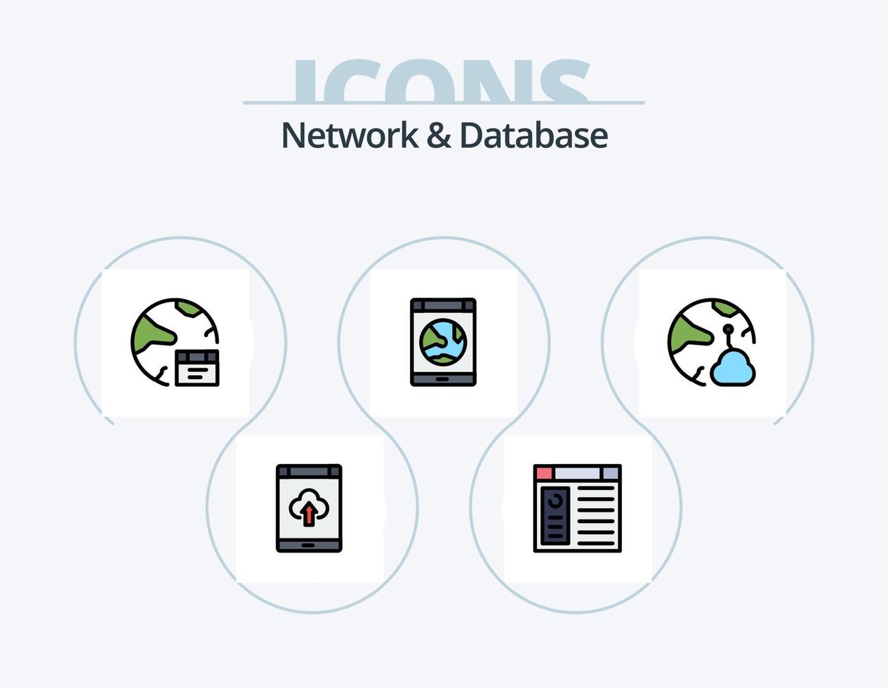 Network And Database Line Filled Icon Pack 5 Icon Design. database. cloud. online. smartphone. network vector