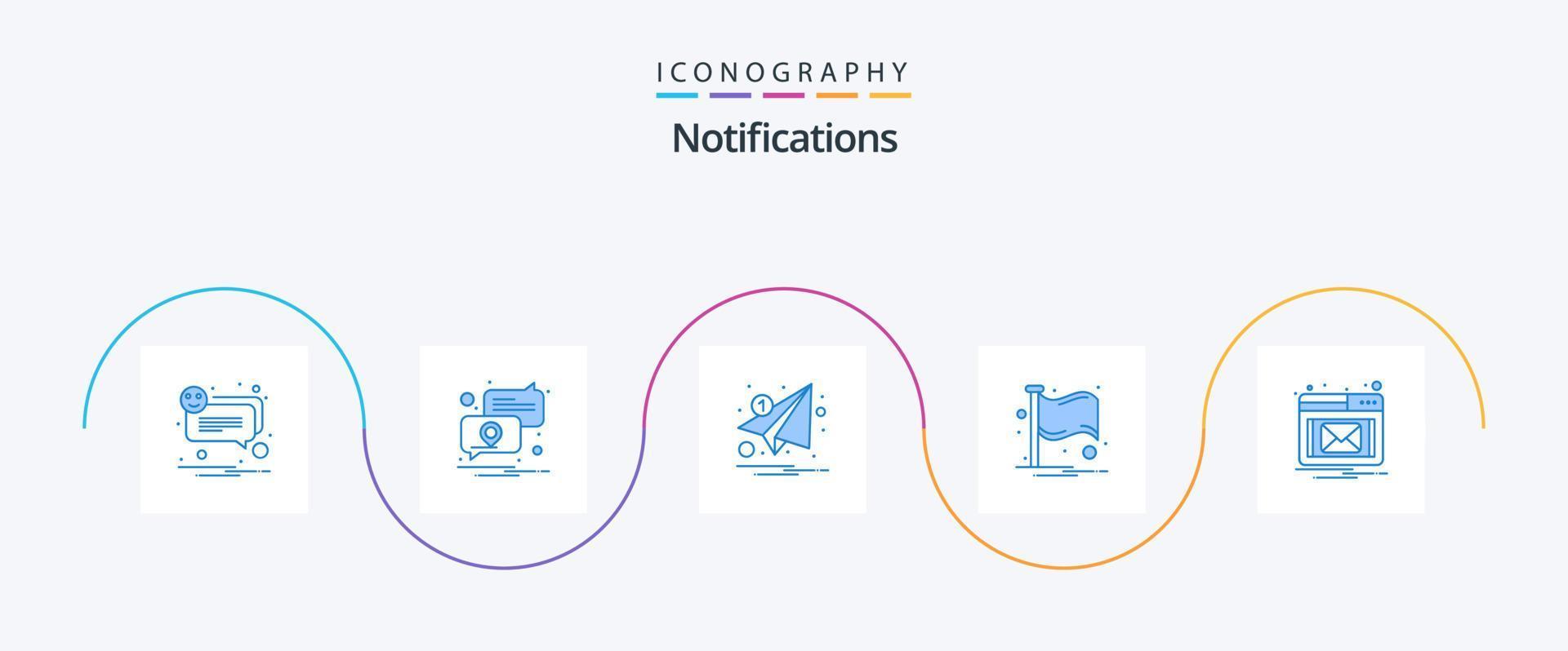 Paquete de 5 íconos azules de notificaciones que incluye correo electrónico. notificación. correo electrónico. bandera. papel vector