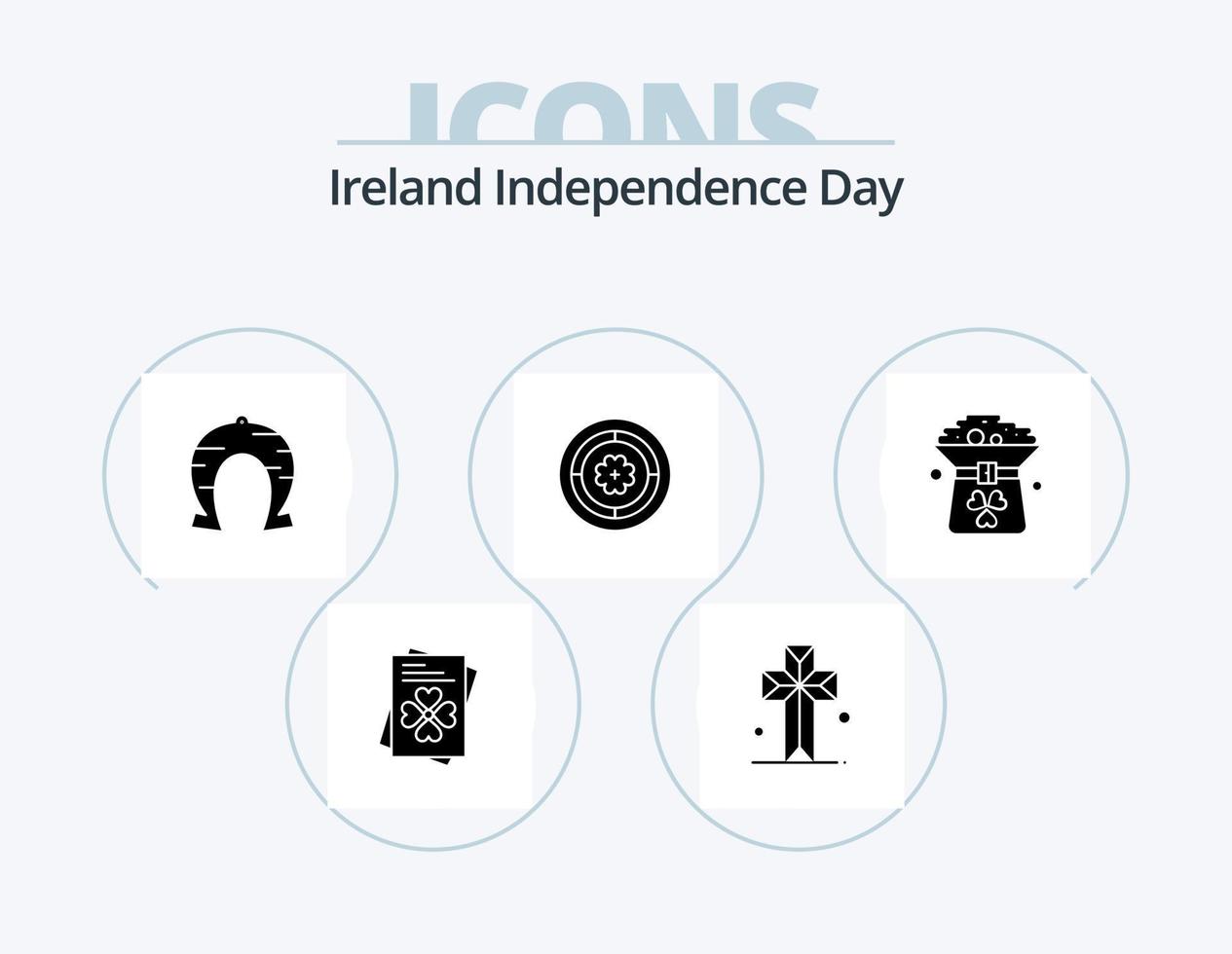 Ireland Independence Day Glyph Icon Pack 5 Icon Design. coin. sunflower. fortune. circle. flower vector