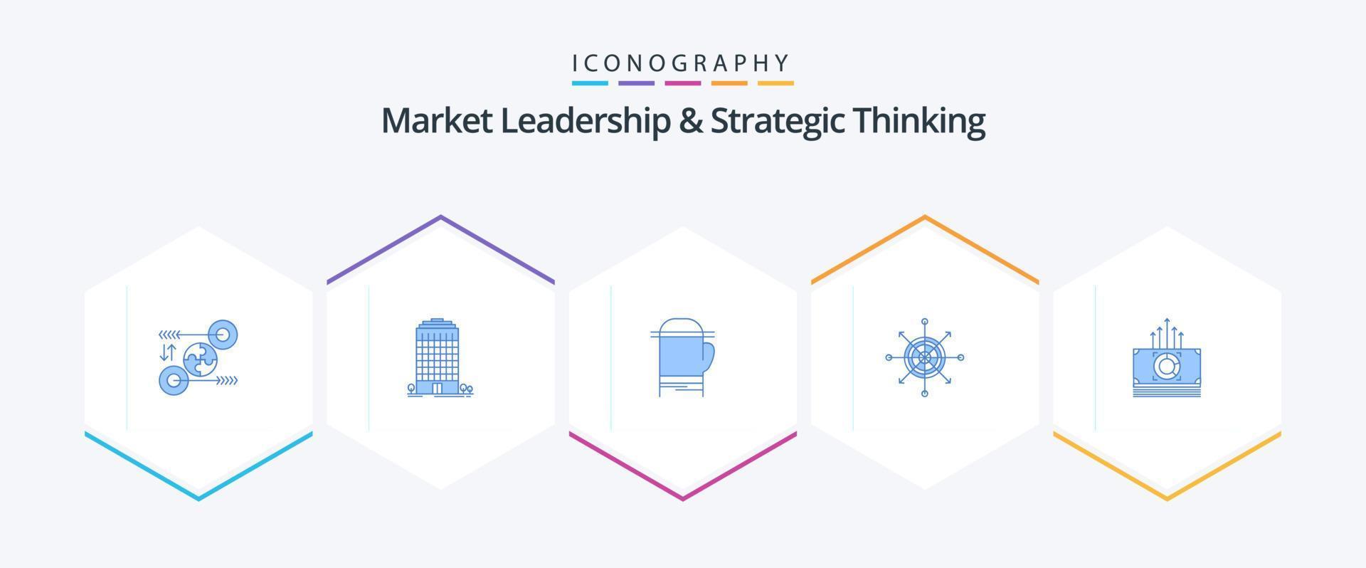 Market Leadership And Strategic Thinking 25 Blue icon pack including target. dart. space. board. cold vector