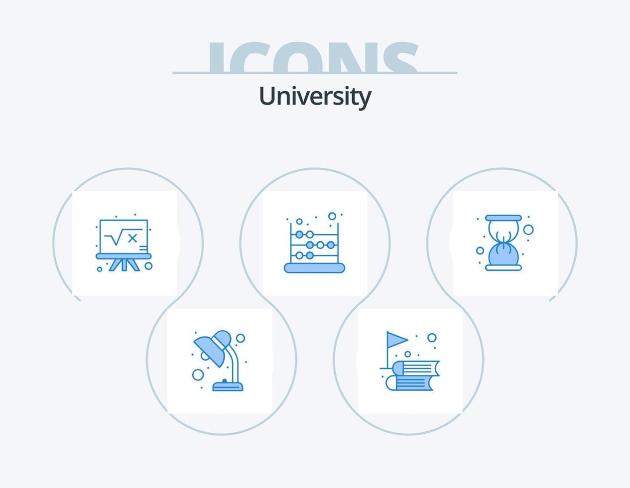 University Blue Icon Pack 5 Icon Design. hour. math. math. abacus vector