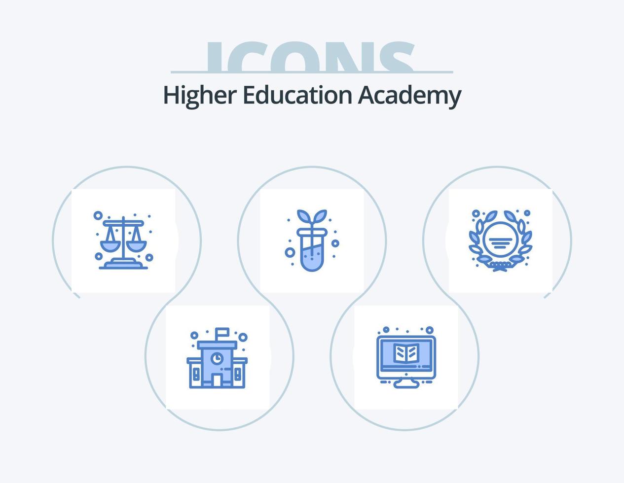 Academy Blue Icon Pack 5 Icon Design. school logo. badge. balance. award. biology vector