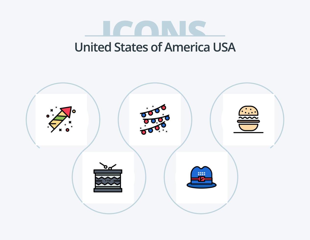 Usa Line Filled Icon Pack 5 Icon Design. usa. shield. usa. american. parade vector