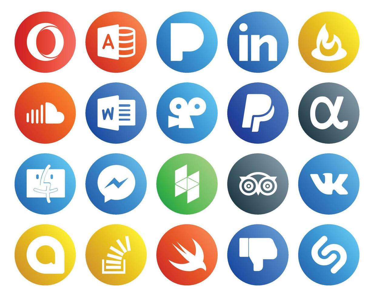 20 Social Media Icon Pack Including vk tripadvisor word houzz finder vector