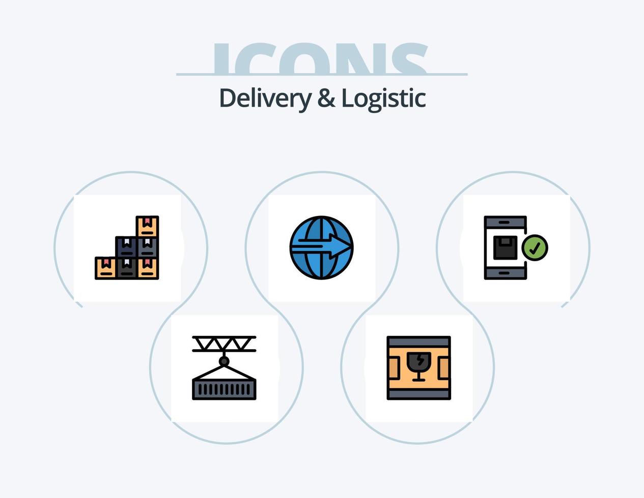 paquete de iconos llenos de línea de entrega y logística 5 diseño de iconos. entrega. flecha arriba. embalaje. existencias. logístico vector