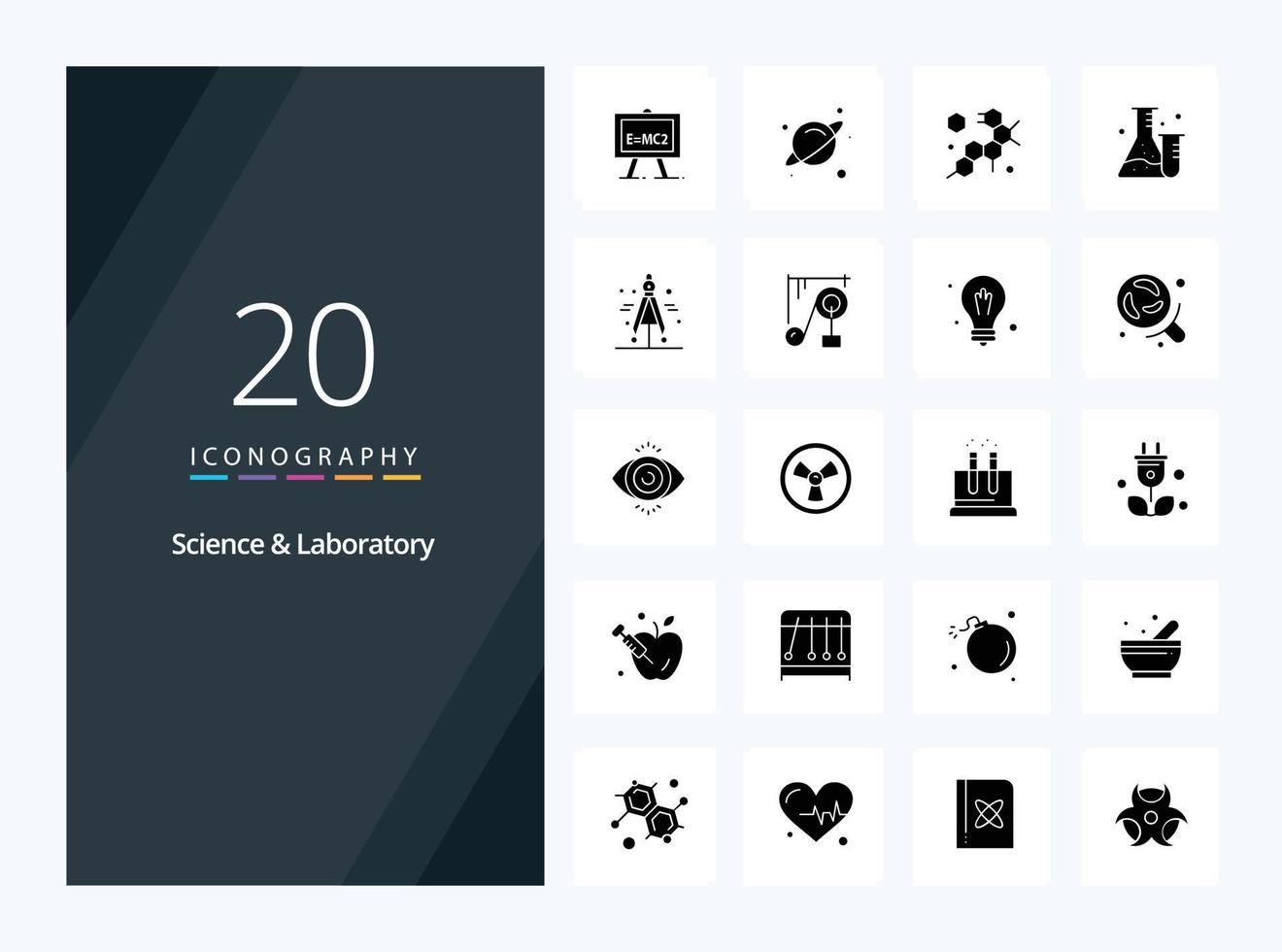 20 Science Solid Glyph icon for presentation vector