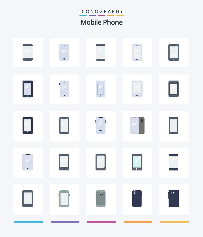 paquete de iconos planos de 25 teléfonos móviles creativos como android. teléfono. cámara. atrás. móvil vector