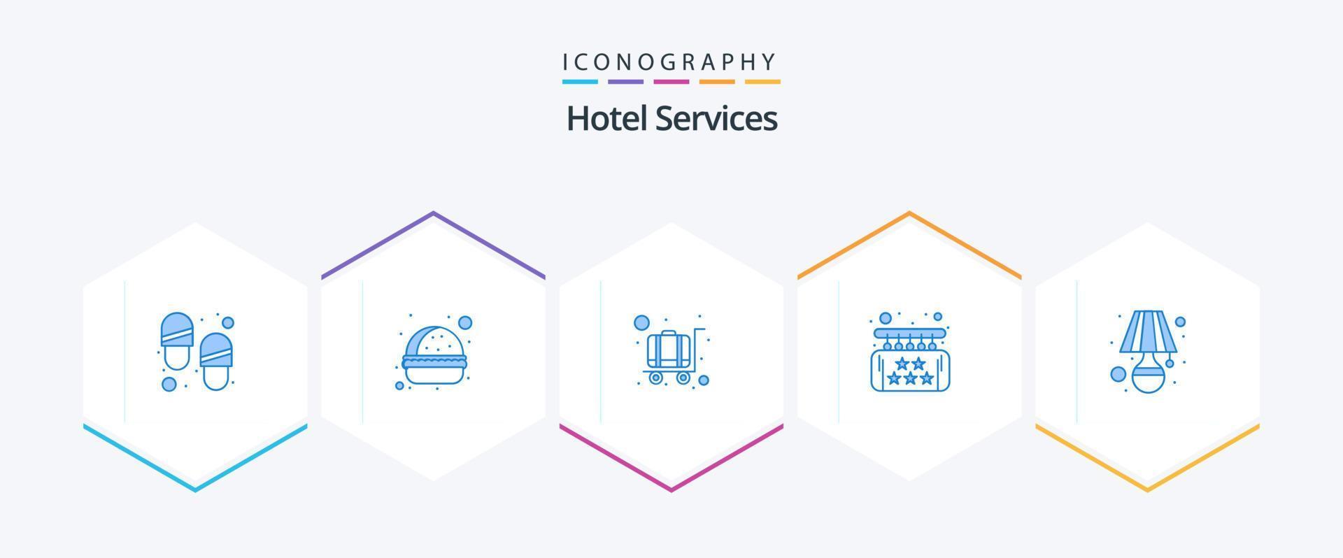 Hotel Services 25 Blue icon pack including light. service. hotel service. luxury. five vector