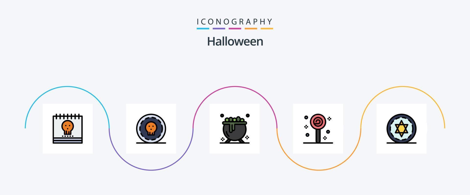 paquete de iconos de 5 planos llenos de línea de halloween que incluye halloween. dulce icono. dinero. chupete. confeccion vector