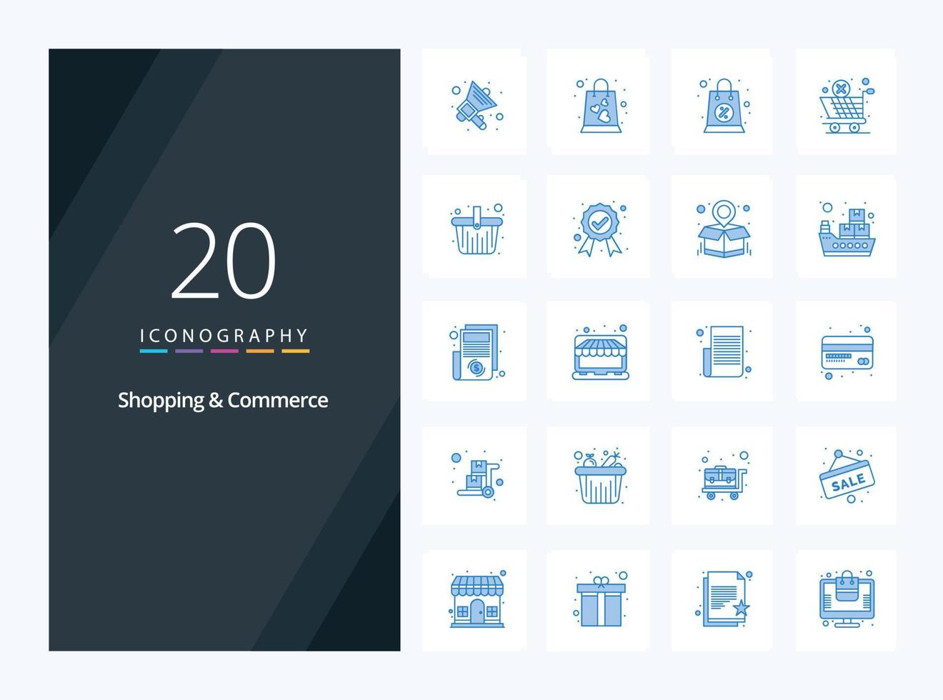 20 Shopping And Commerce Blue Color icon for presentation vector