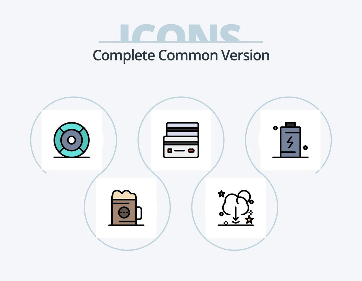 Complete Common Version Line Filled Icon Pack 5 Icon Design. create. add. money. energy. charging vector