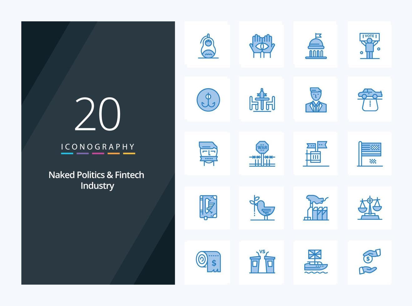 20 Naked Politics And Fintech Industry Blue Color icon for presentation vector