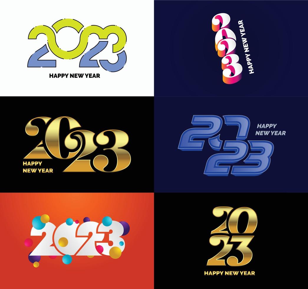 Big Set of 2023 Happy New Year logo text design 2023 number design template vector