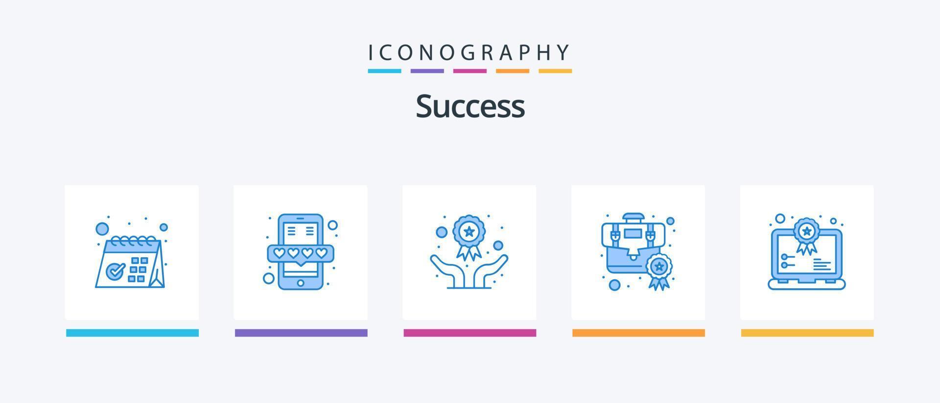 paquete de íconos de éxito azul 5 que incluye recompensa. oro. revisar. negocio. victorioso. diseño de iconos creativos vector
