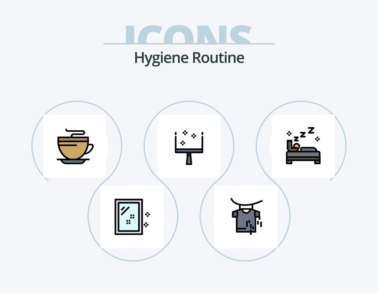 Hygiene Routine Line Filled Icon Pack 5 Icon Design. . . shirt. clean. mirror vector