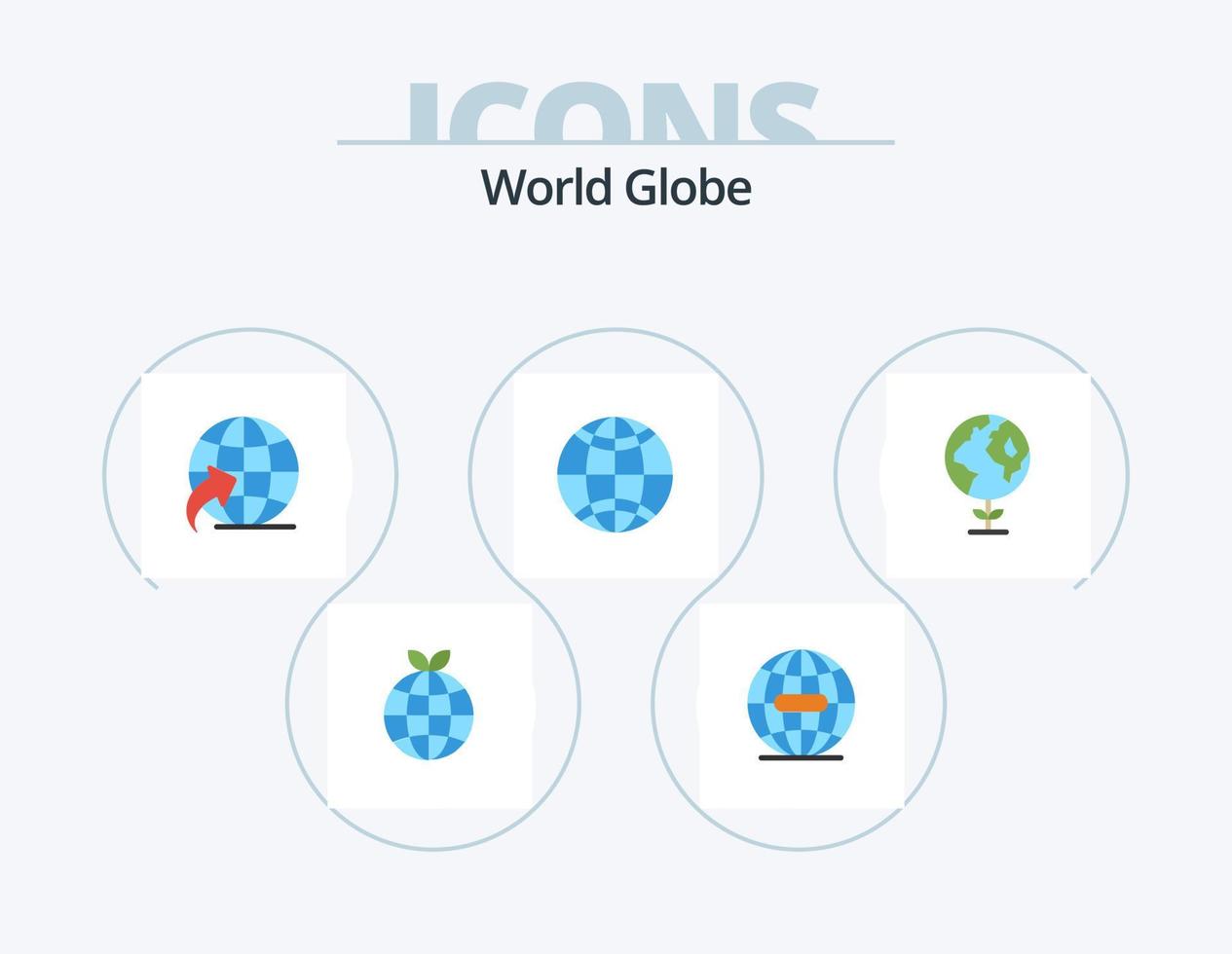 paquete de iconos planos de globo 5 diseño de iconos. . globo. globo. ecología. mundo vector