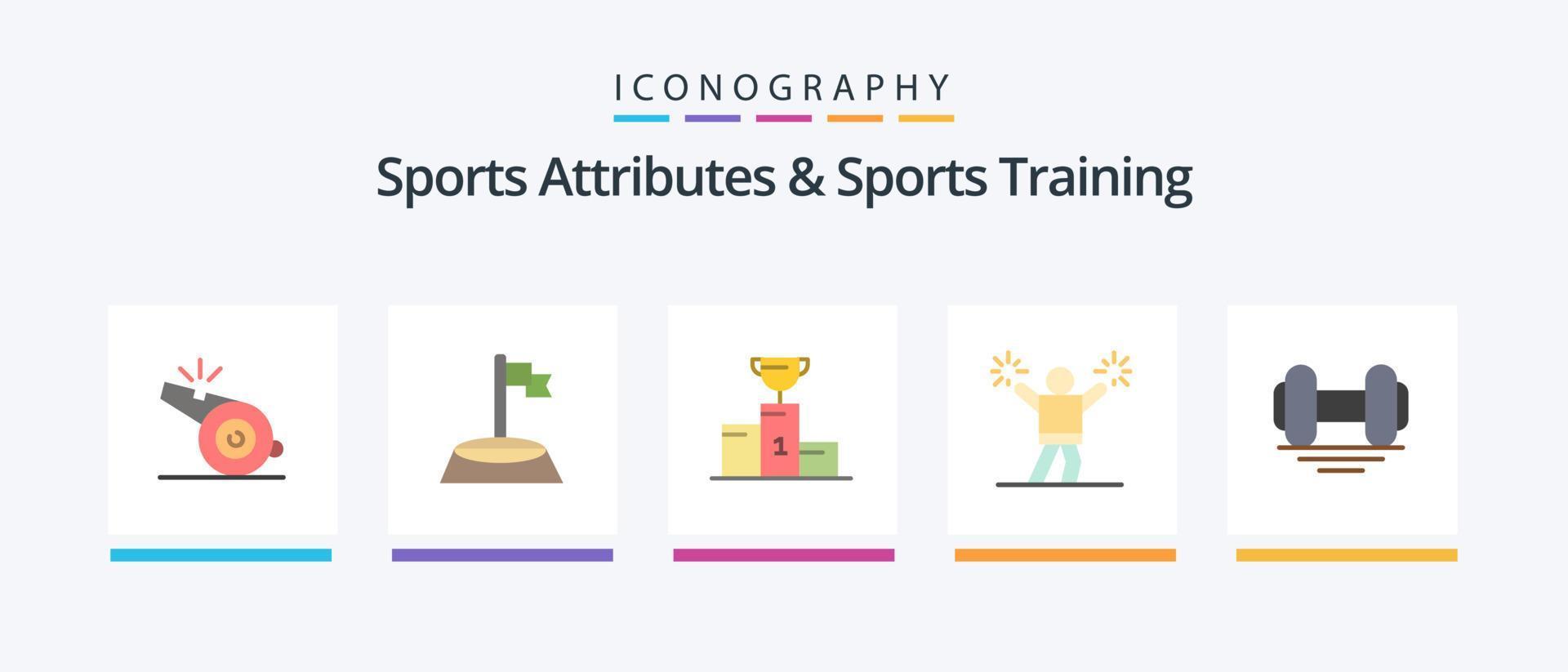 Sports Atributes And Sports Training Flat 5 Icon Pack Including dumbbell. encourage. bowl. cheerleading. goblet. Creative Icons Design vector