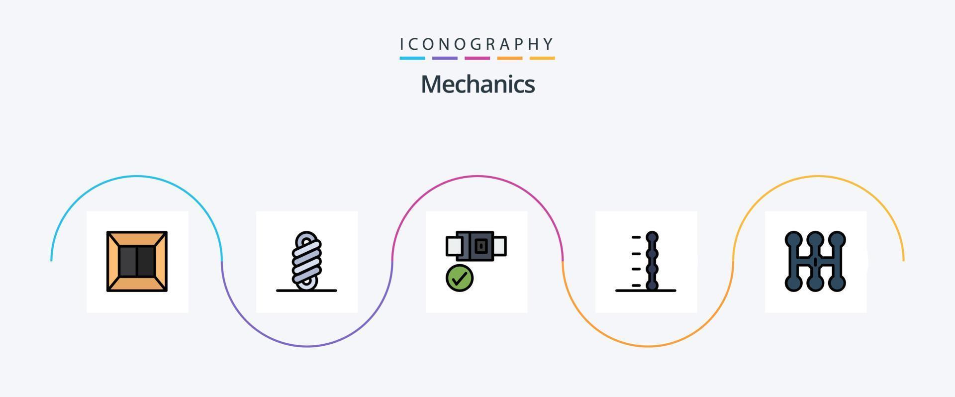 paquete de iconos de 5 planos llenos de línea mecánica que incluye . seguridad. transmisión. auto vector