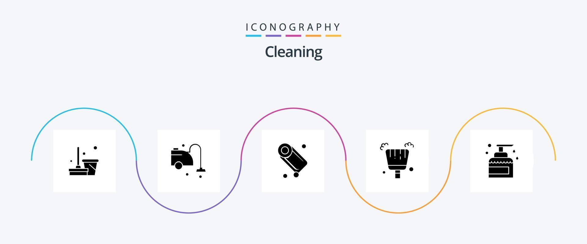 paquete de iconos de glifo 5 de limpieza que incluye mantenimiento. limpieza. baño. barrer. escoba vector