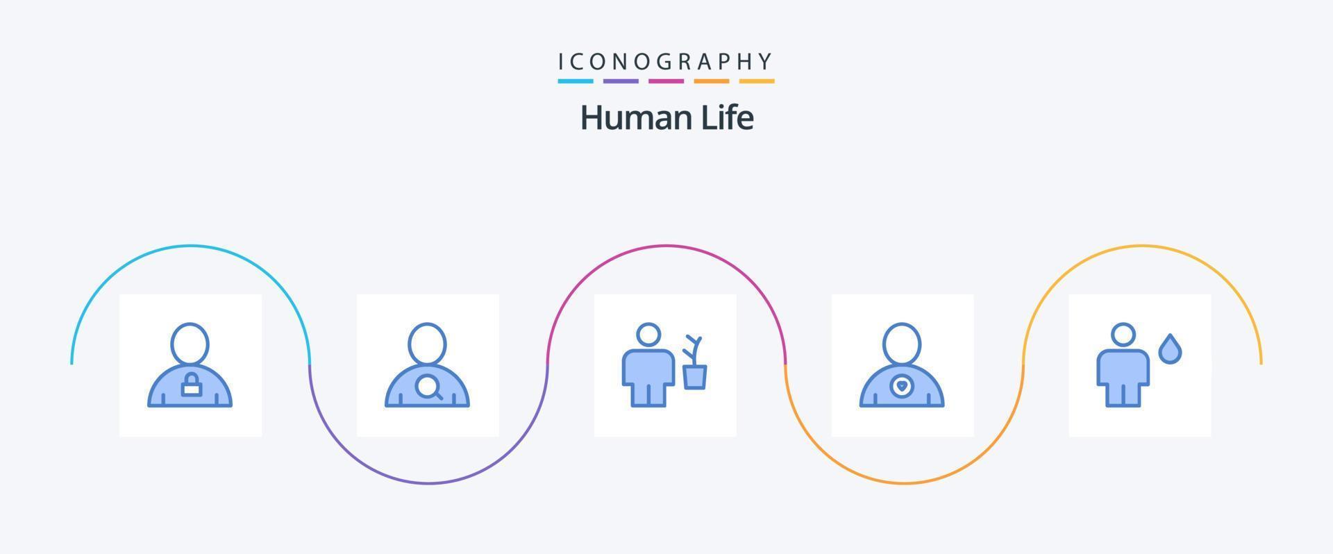 Human Blue 5 Icon Pack Including body. heart. avatar. friend. pot vector