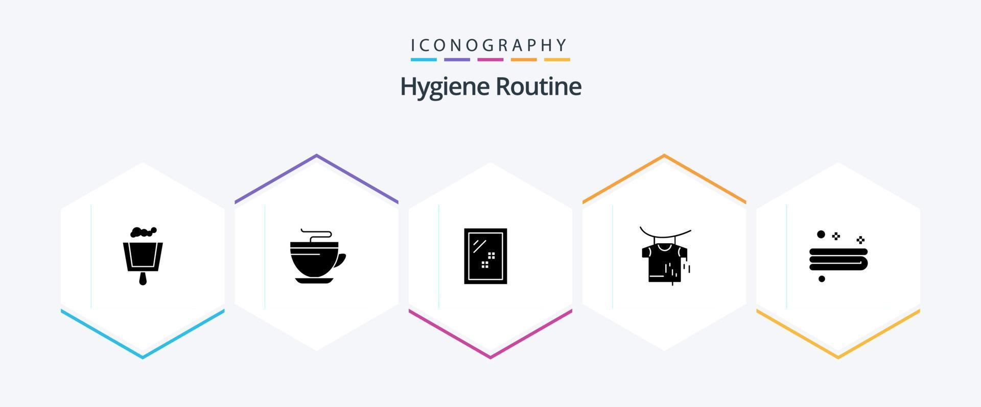 Hygiene Routine 25 Glyph icon pack including . cleaning. mirror. clean. drying vector