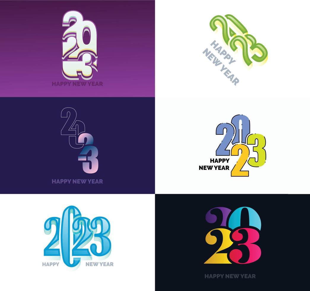 Big Set of 2023 Happy New Year logo text design 2023 number design template vector