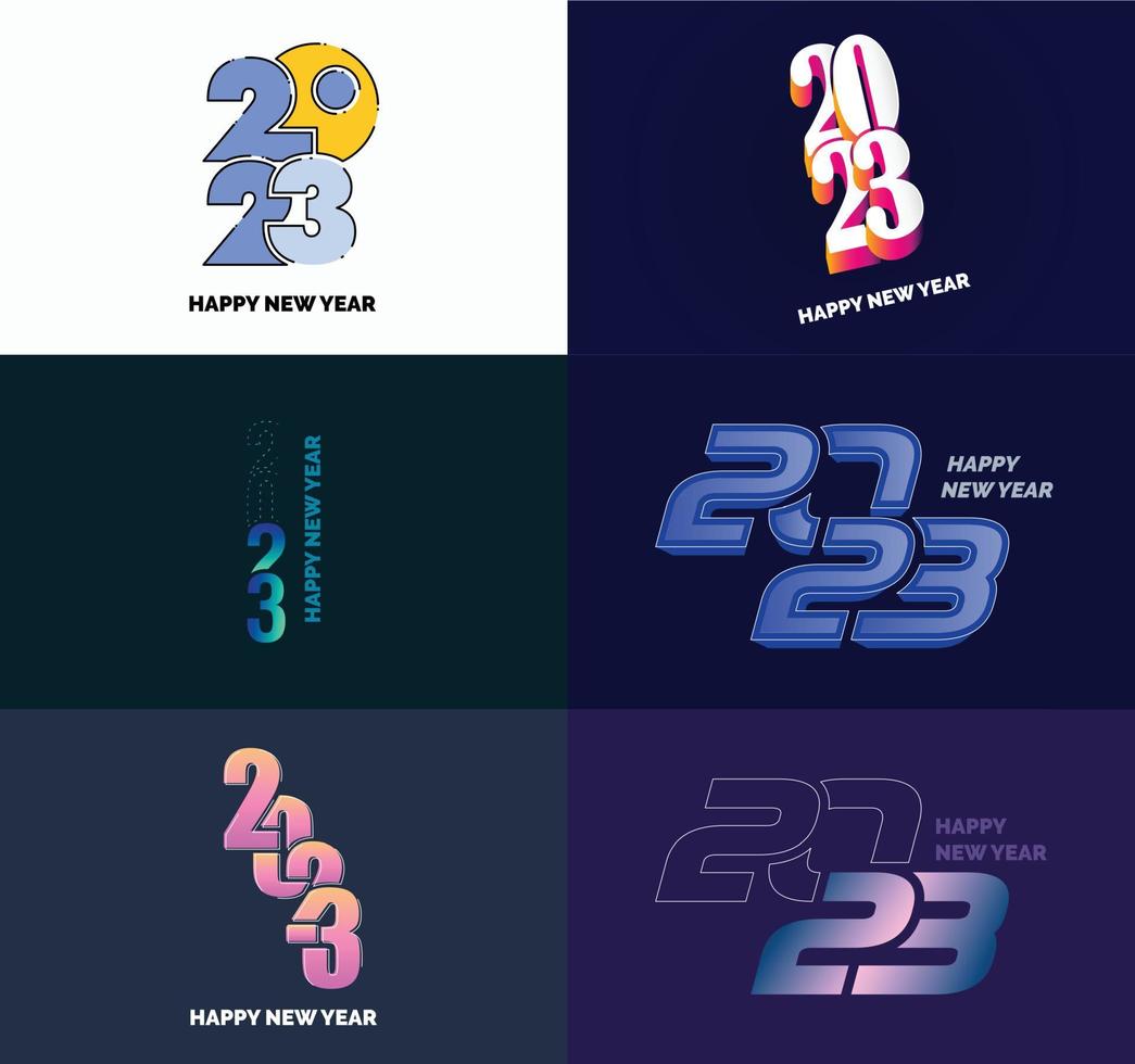 Big Set of 2023 Happy New Year logo text design 2023 number design template vector