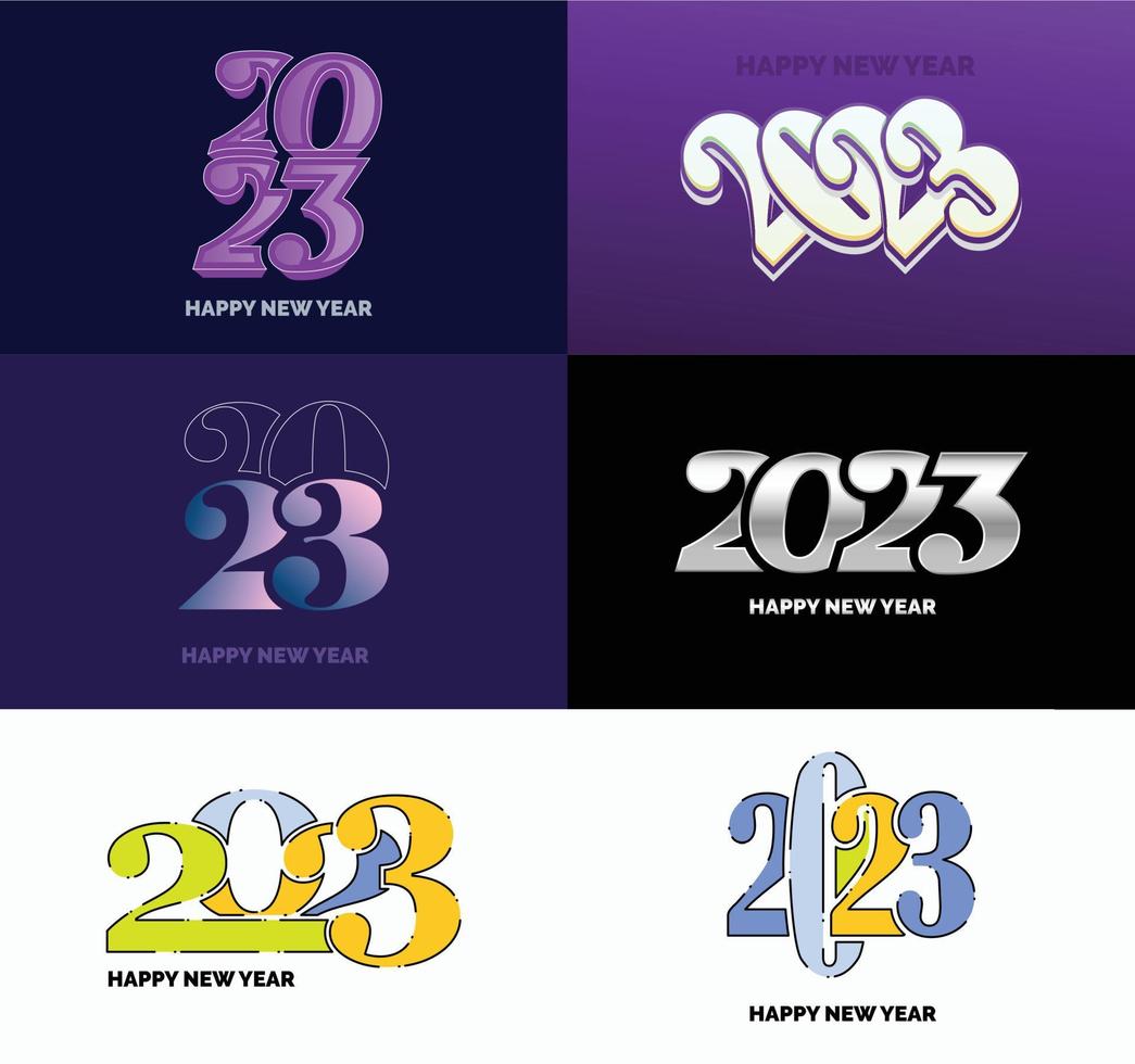 Big Collection of 2023 Happy New Year symbols Cover of business diary for 2023 with wishes vector
