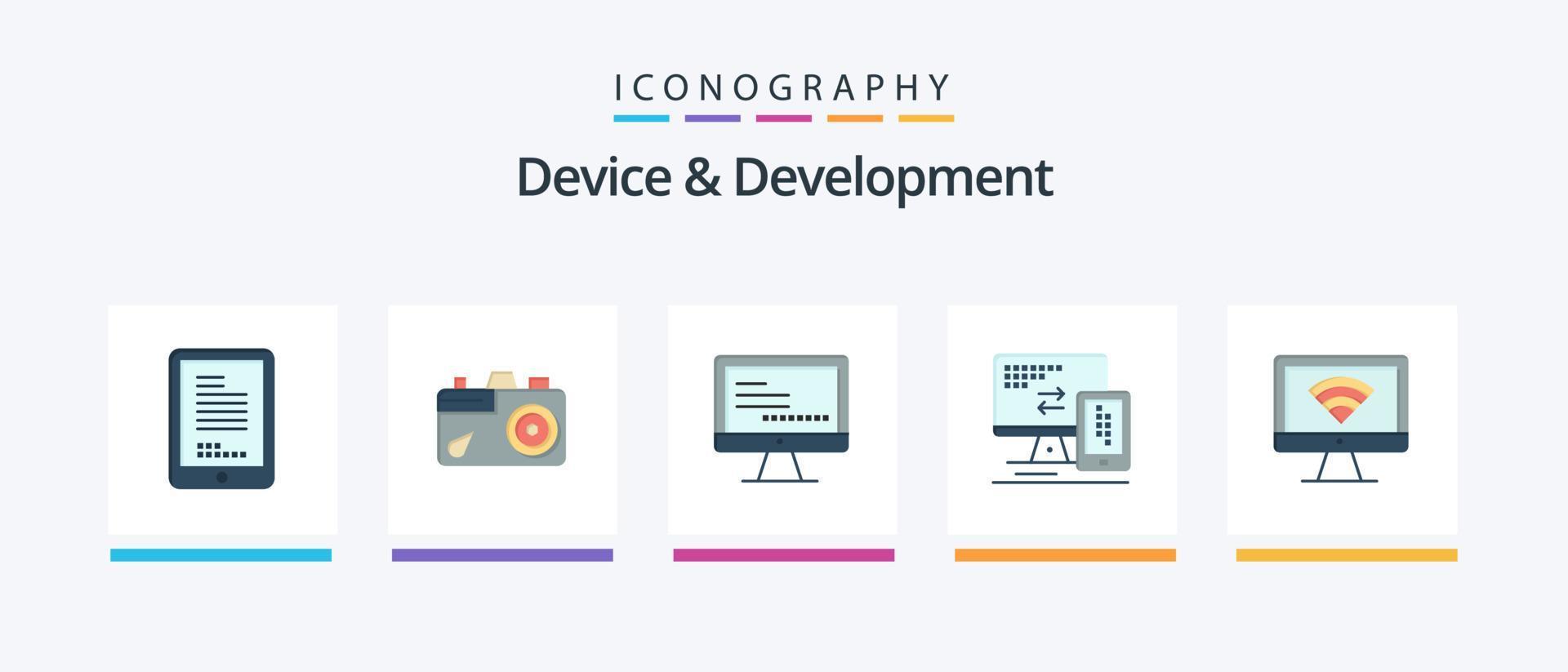 Device And Development Flat 5 Icon Pack Including monitor. cell. computer. mobile. computer. Creative Icons Design vector