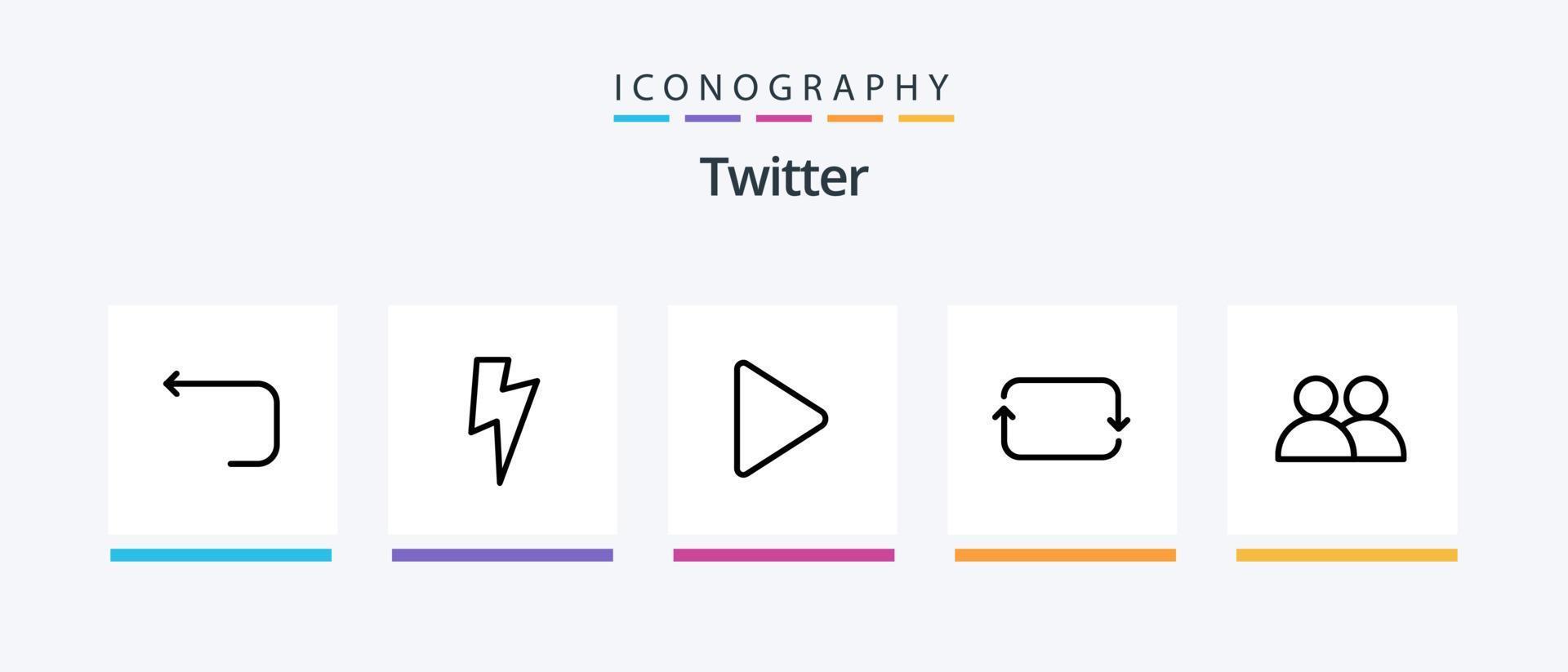 paquete de iconos de la línea 5 de Twitter que incluye . conjuntos Pío. gorjeo. charlando diseño de iconos creativos vector