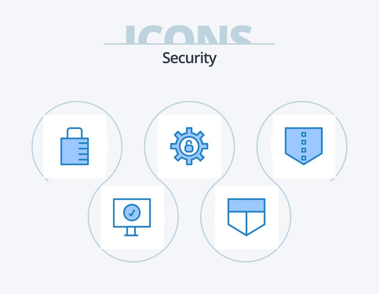 paquete de iconos azul de seguridad 5 diseño de iconos. . seguridad. vector