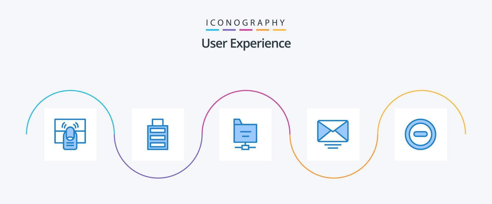 User Experience Blue 5 Icon Pack Including . minus. files. media. mail vector