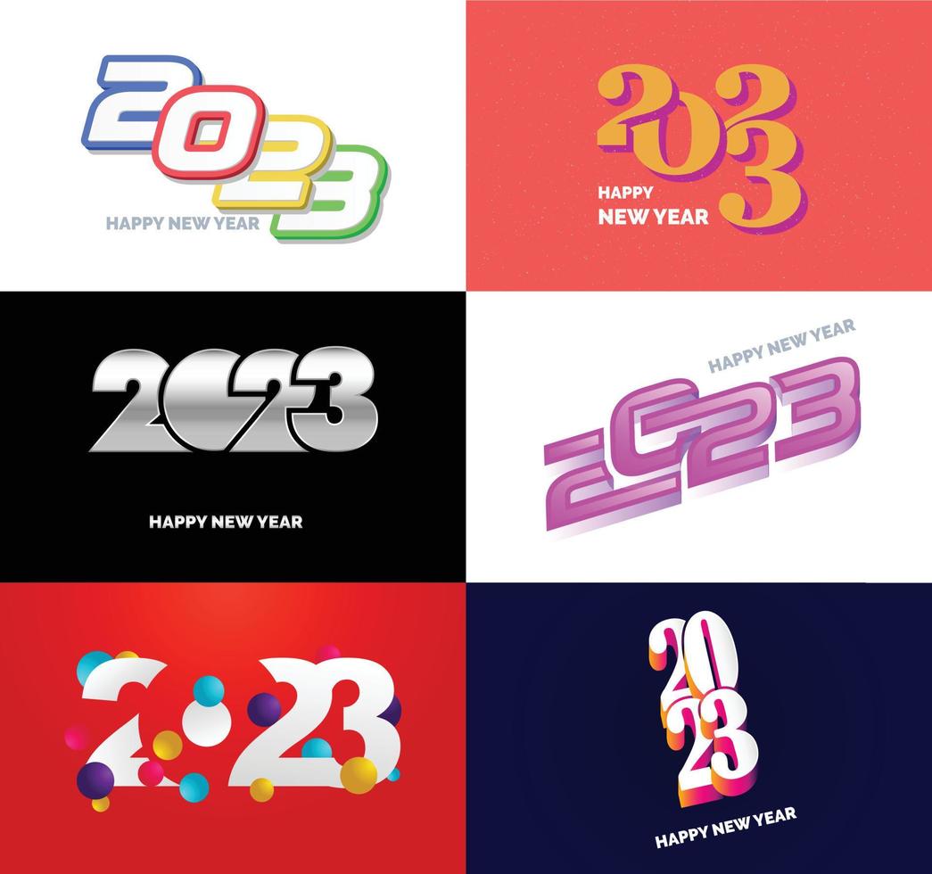 Big Set of 2023 Happy New Year logo text design 2023 number design template vector