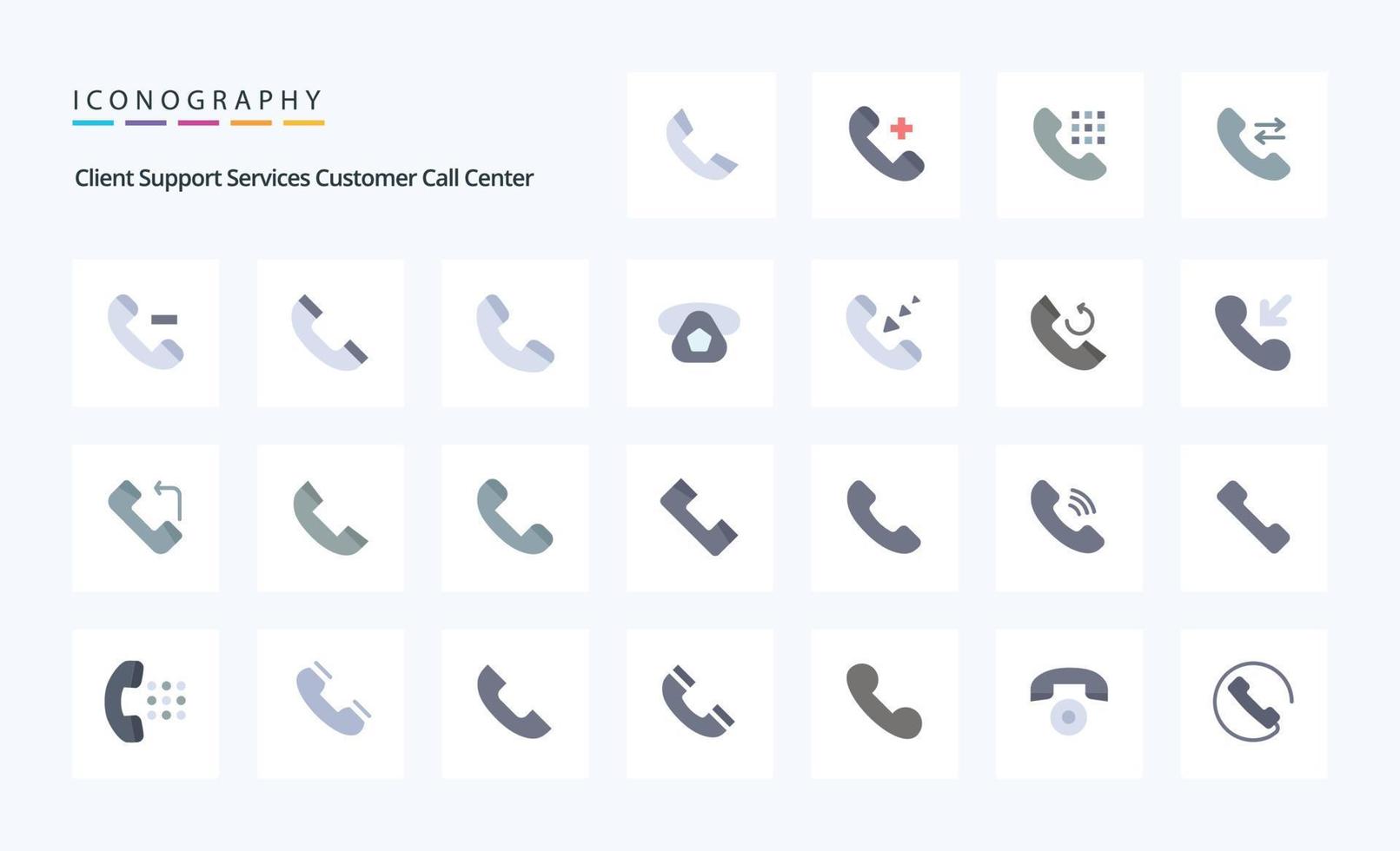 25 Call Flat color icon pack vector