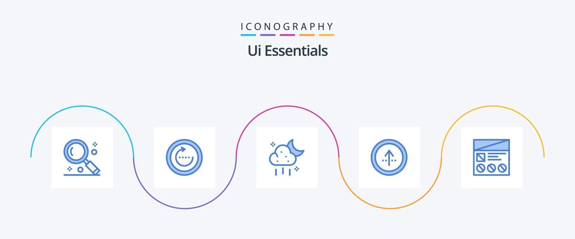 Ui Essentials Blue 5 Icon Pack Including navigation. circle. sync. arrow. ui vector