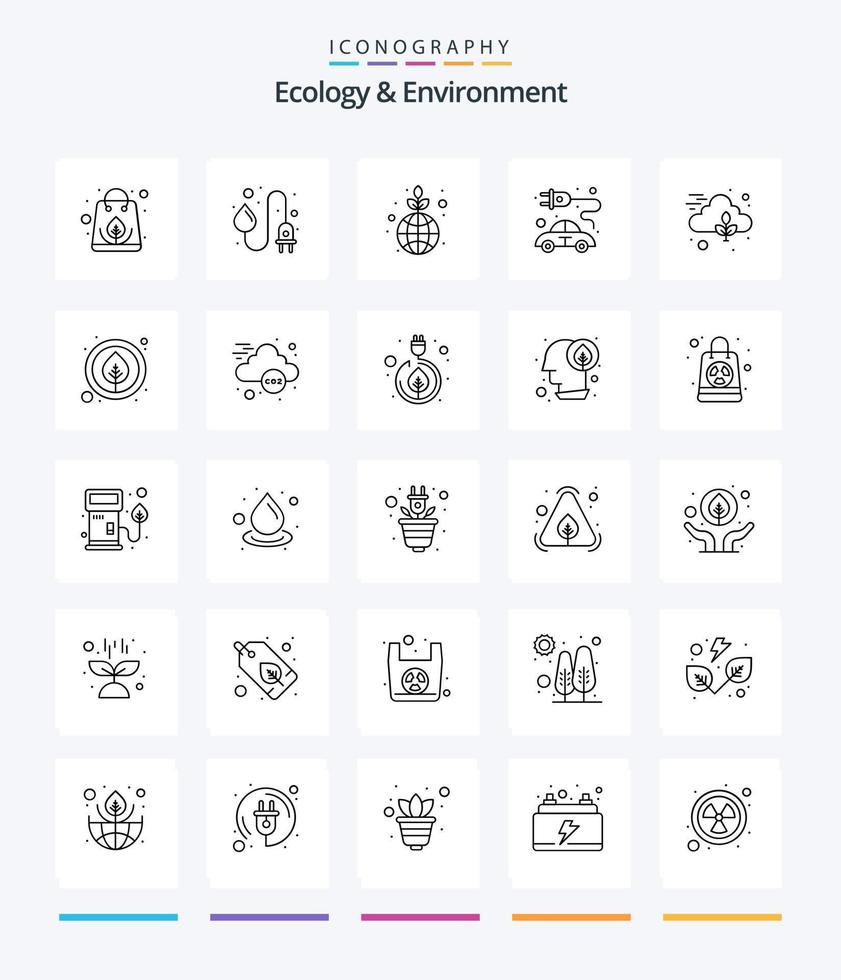 Creative Ecology And Environment 25 OutLine icon pack  Such As nature. transport. green. plug. concept vector