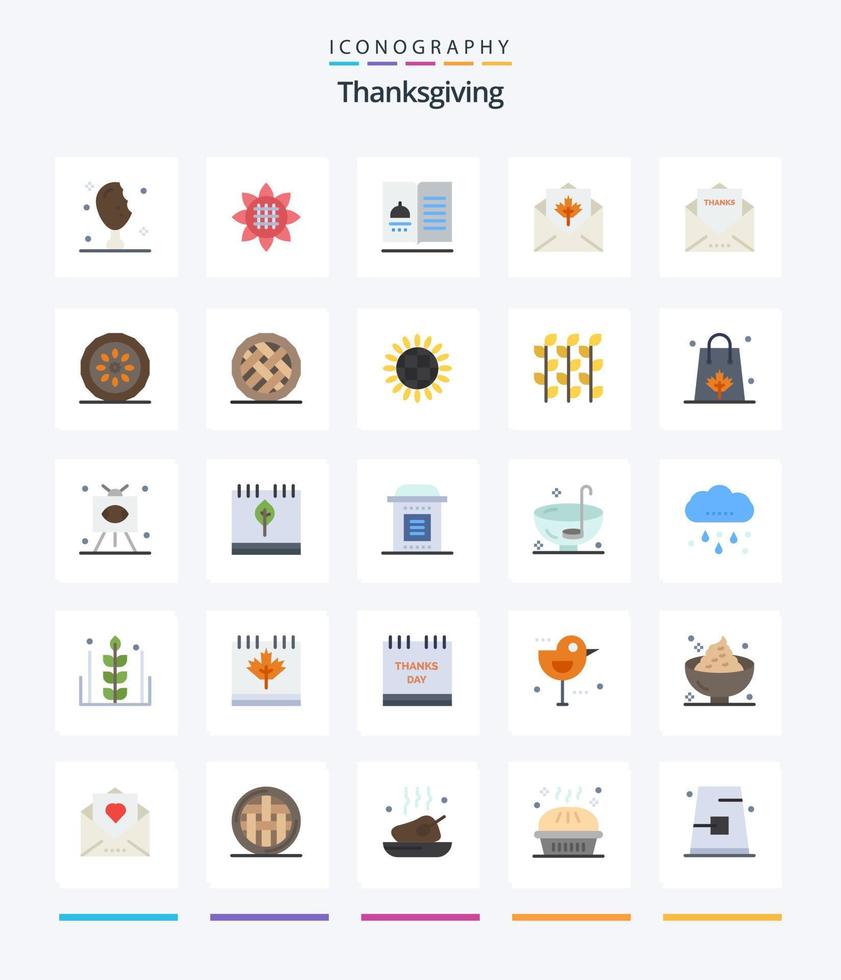 Creative Thanksgiving 25 Flat icon pack  Such As thanksgiving. greetings. cookbook. greeting. thanksgiving vector