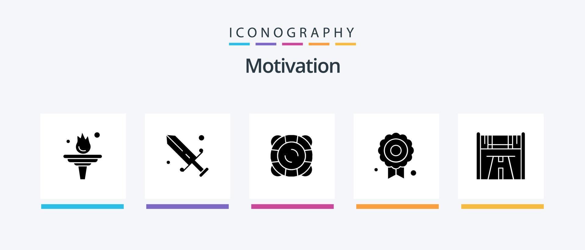 Motivation Glyph 5 Icon Pack Including race. checkpoint. protection. quality. certificate. Creative Icons Design vector