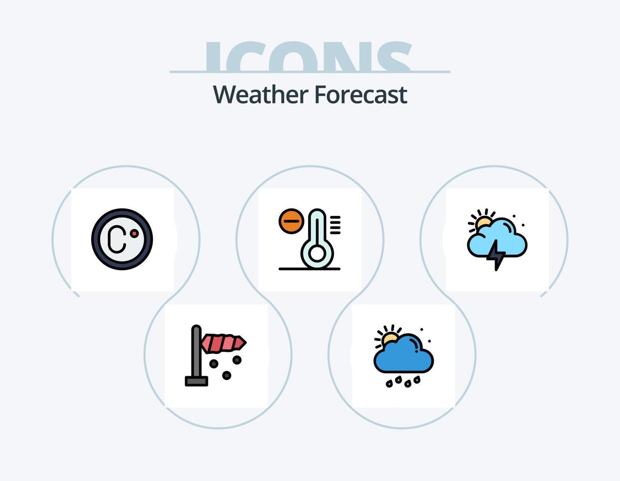 Weather Line Filled Icon Pack 5 Icon Design. overcast. cloud. moon. rain. umbrella vector