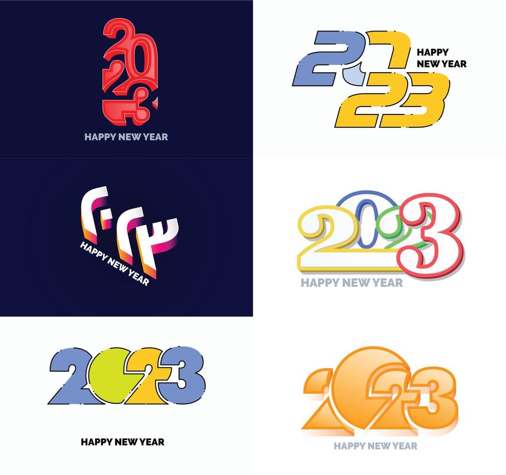 Big Collection of 2023 Happy New Year symbols Cover of business diary for 2023 with wishes vector