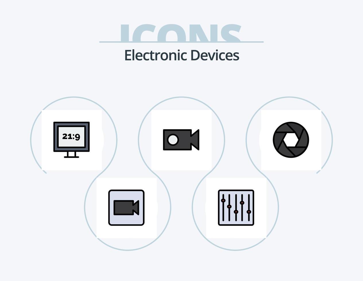 Devices Line Filled Icon Pack 5 Icon Design. . tv. smart. display. power vector