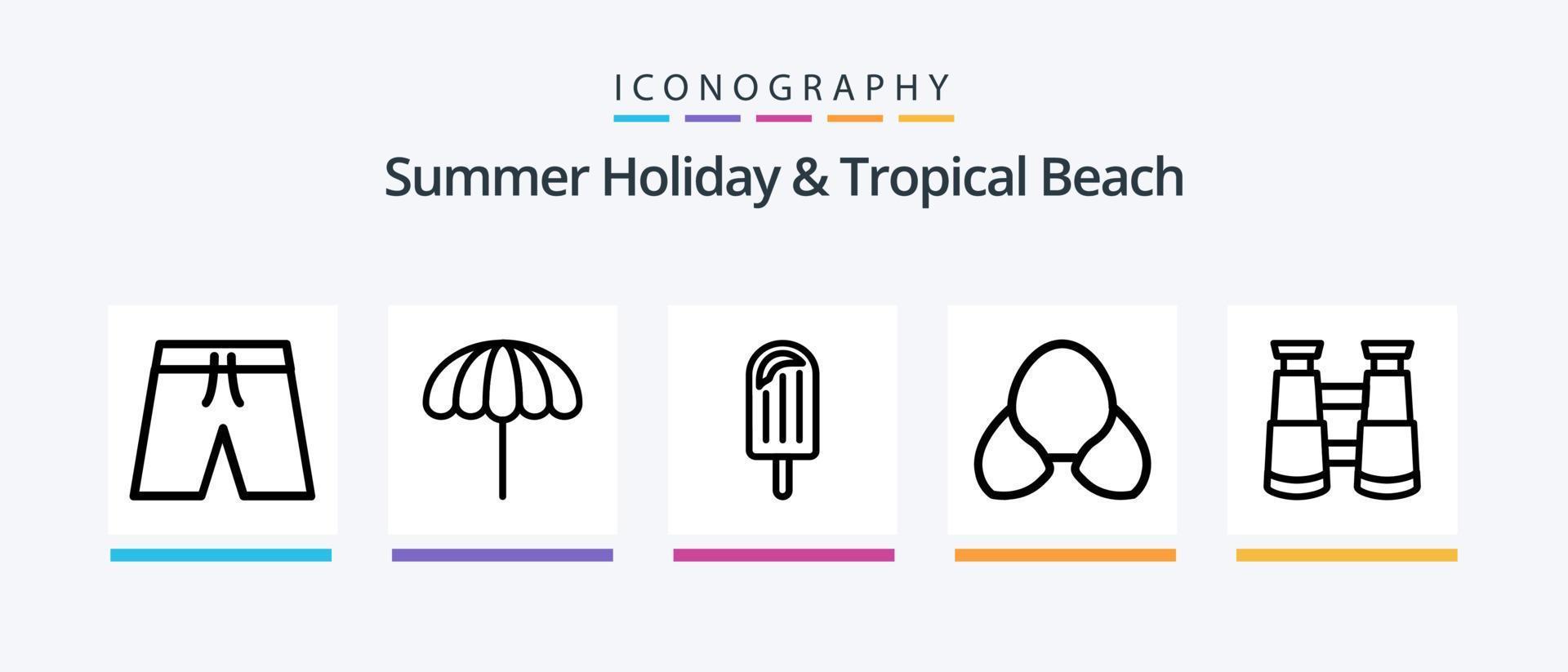 paquete de iconos de la línea de playa 5 que incluye mojado. paraguas. Deportes. playa. helado. diseño de iconos creativos vector