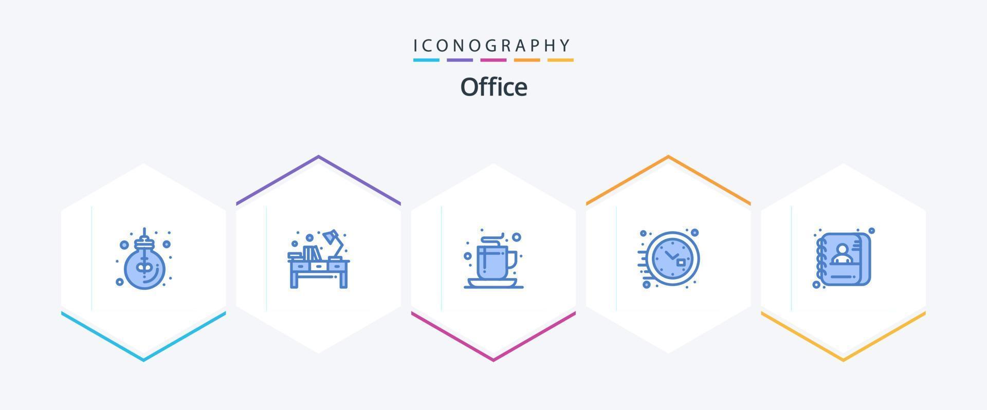 Office 25 Blue icon pack including watch. office. office. clock. office vector