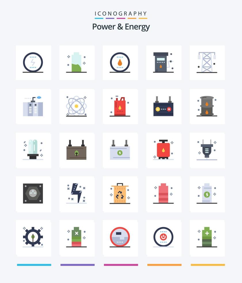 Creative Power And Energy 25 Flat icon pack  Such As power. gas. energy. energy. power vector
