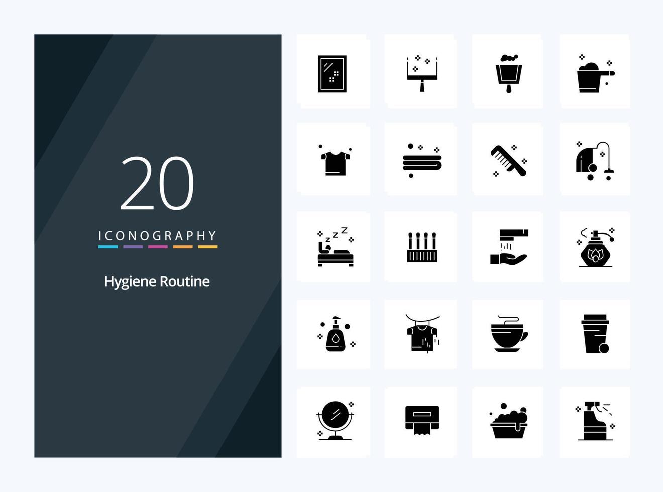 20 Hygiene Routine Solid Glyph icon for presentation vector